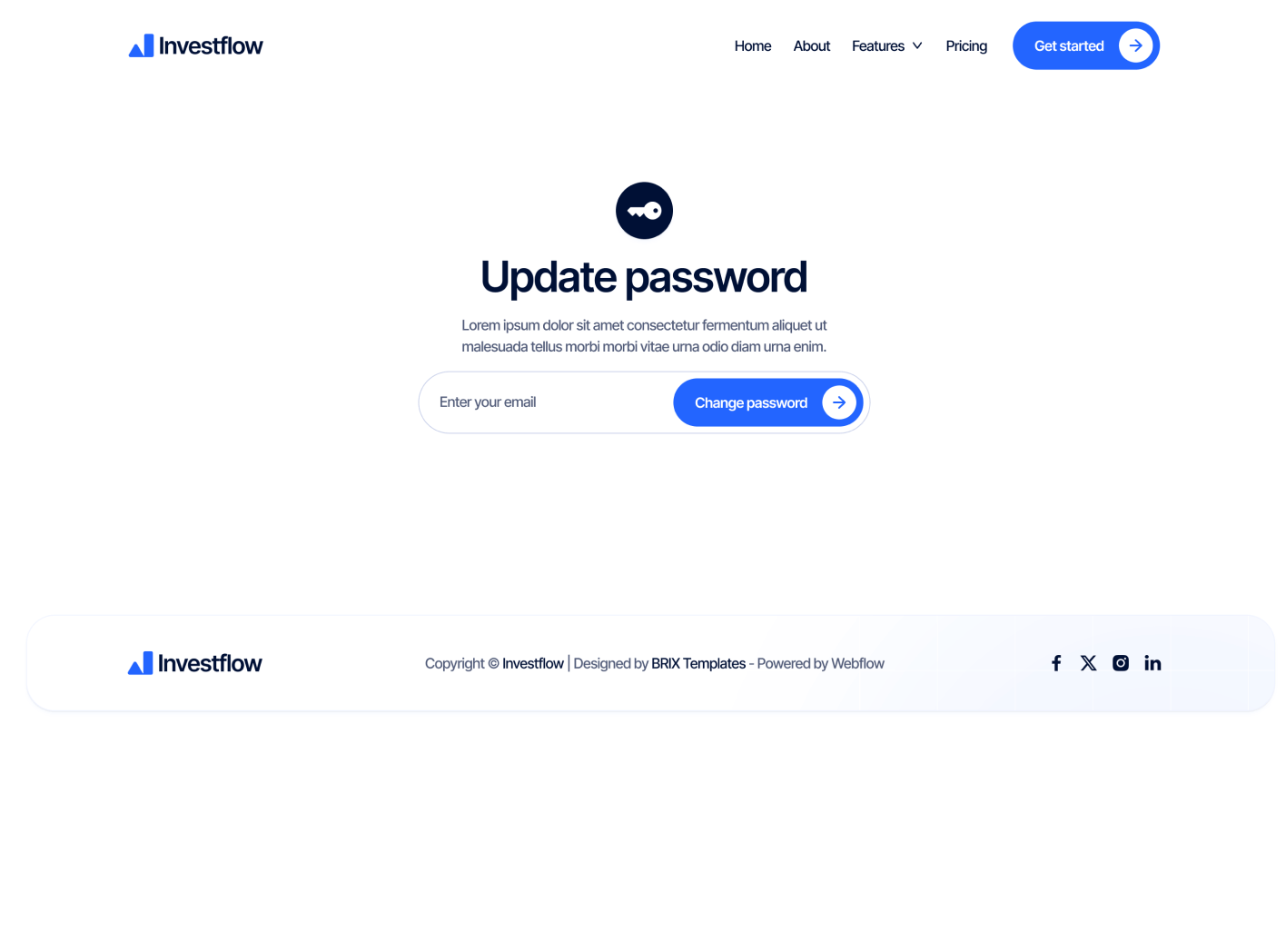Investflow - Update Password Page - Investing Firm Webflow Template