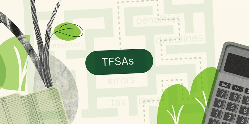 Illustration of a TFSAs label with a calculator and a plant