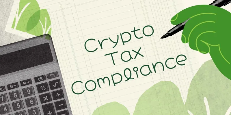 Illustration with the words Crypto Tax Compliance beside a calculator