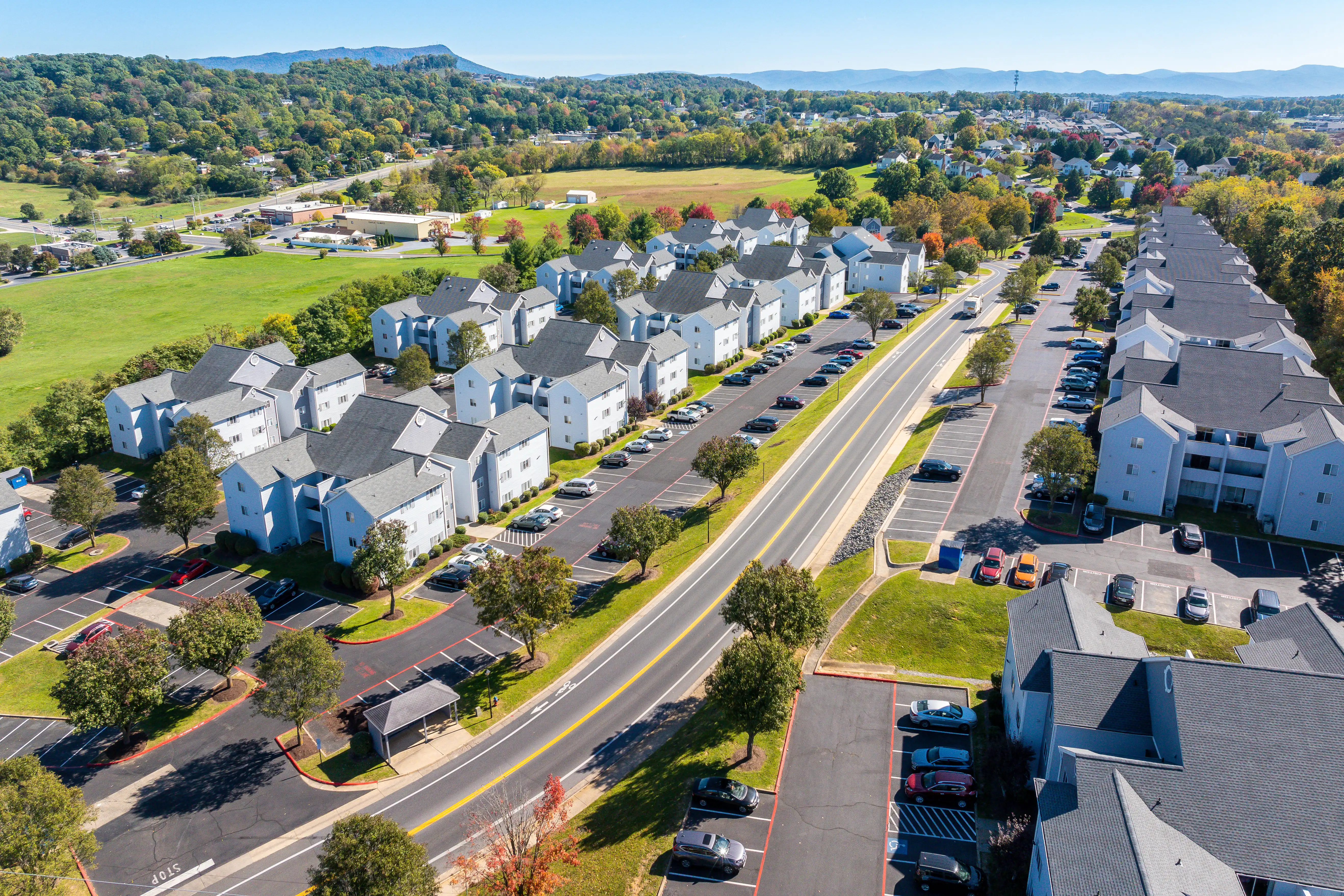 Aerial view of The Hills Southview and nearby road