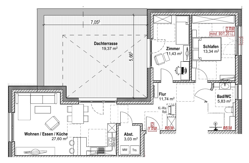 Grundriss Haus 9 · Wohnung 7 – Staffelgeschoss