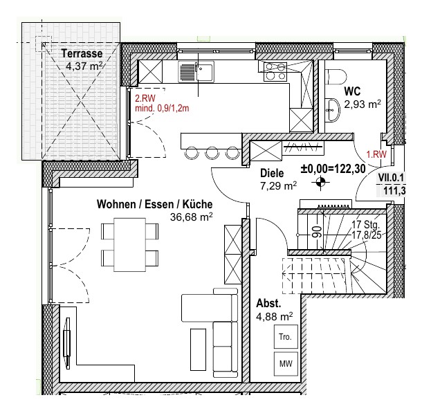 Grundriss Haus 7 · Doppelhaushälfte 1 – Erdgeschoss