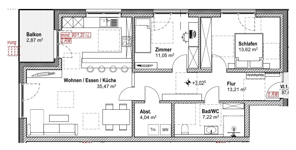 Grundriss Haus 6 · Wohnung 4 – 1. Obergeschoss