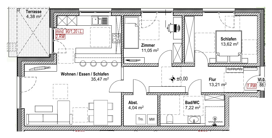 Grundriss Haus 6 · Wohnung 2 – Erdgeschoss