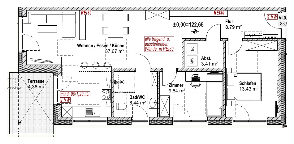 Grundriss Haus 6 · Wohnung 1 – Erdgeschoss