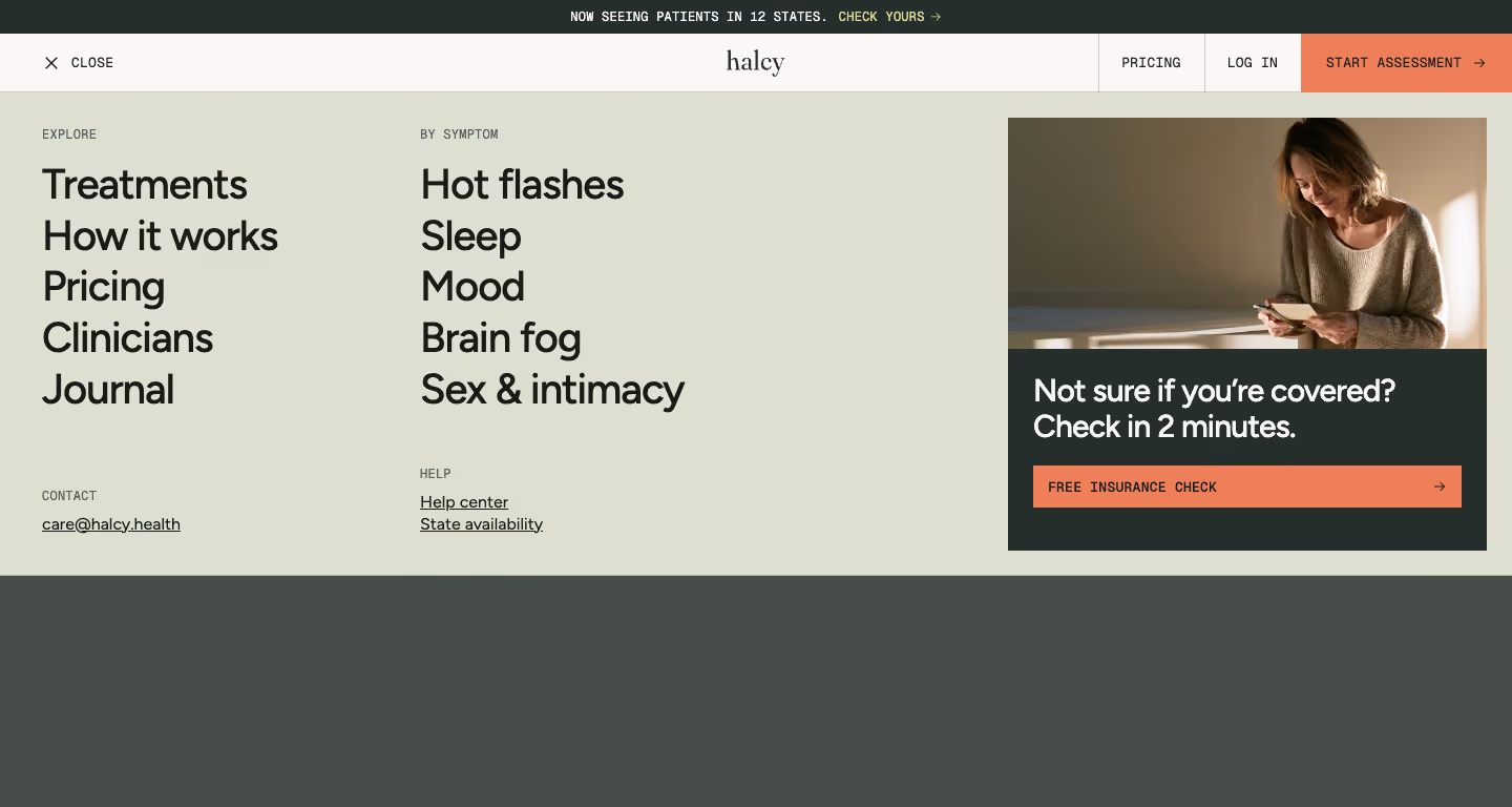 Halcy menu design