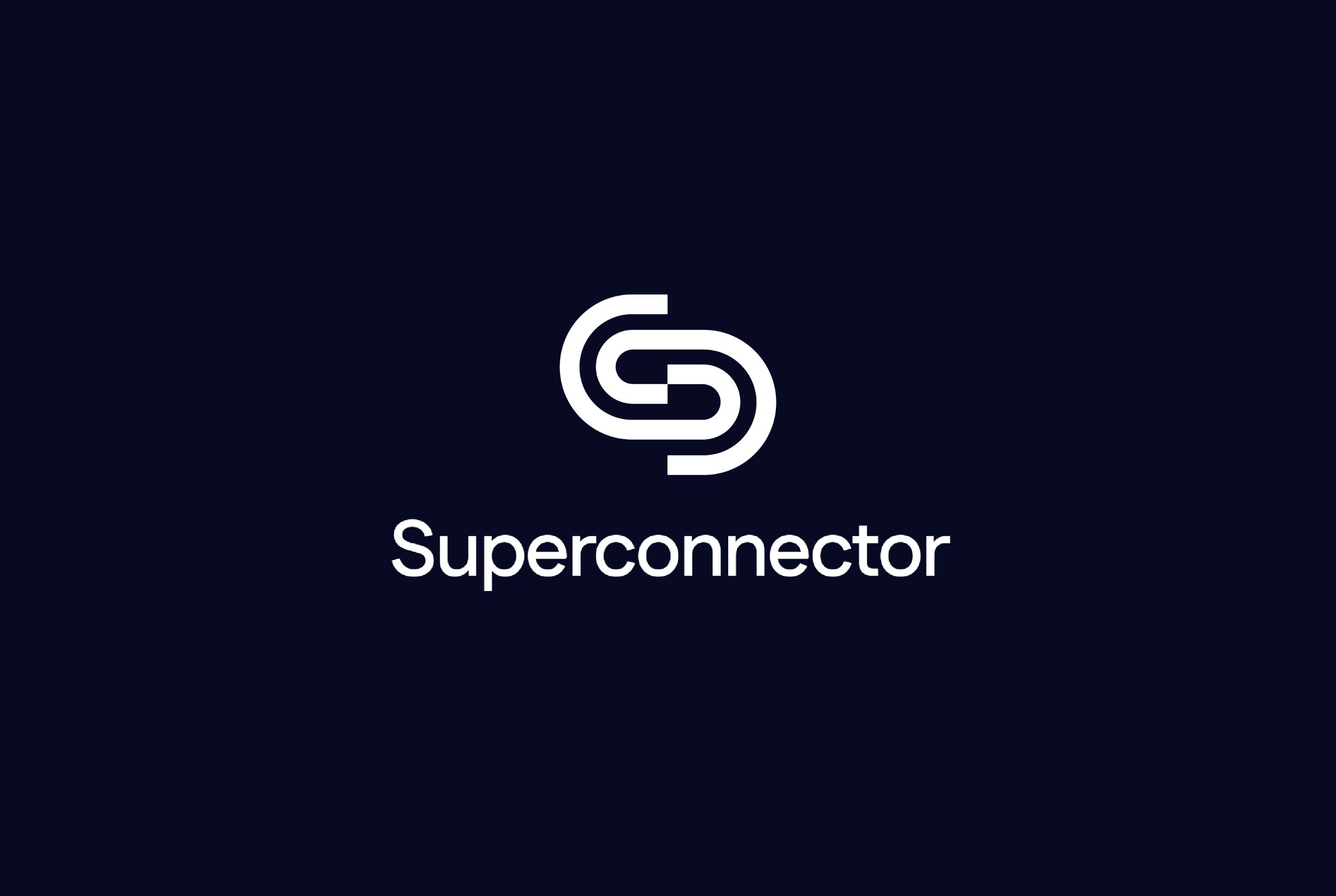 Superconnector logo in white on navy
