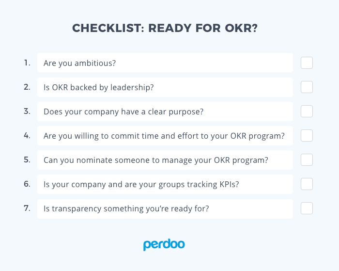 OKR checklist - Are you ready for OKR?