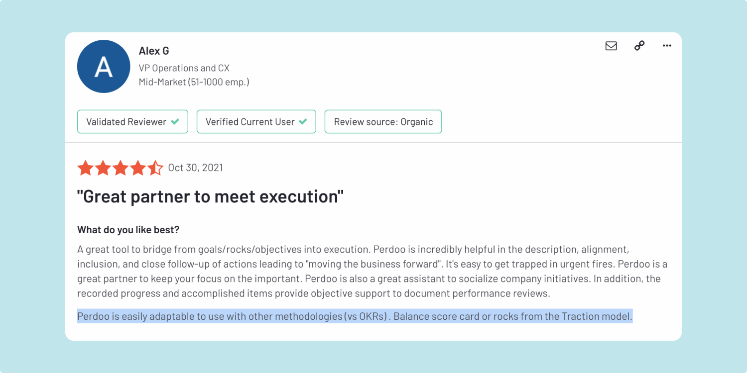 Roadmap and Balanced Scorecard KPIs in Perdoo