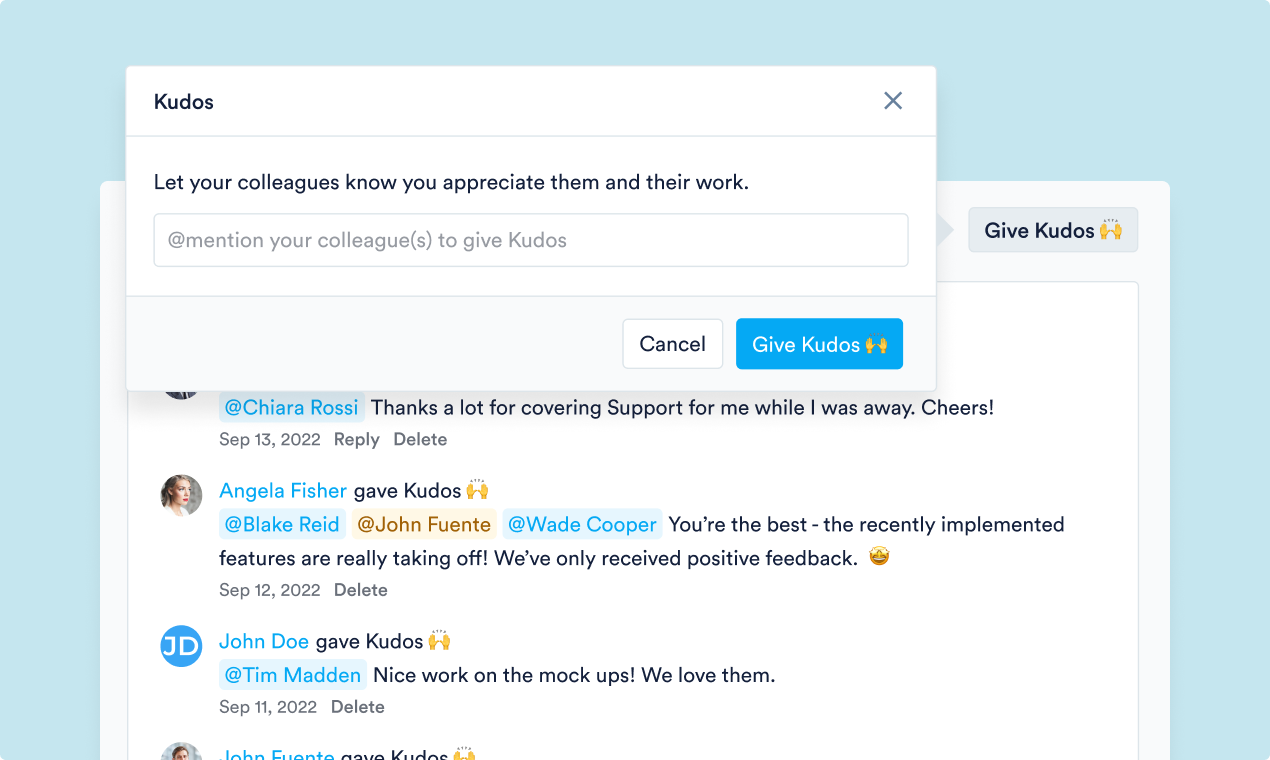 Give Kudos in Perdoo