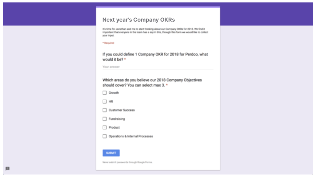 Company Okrs Form