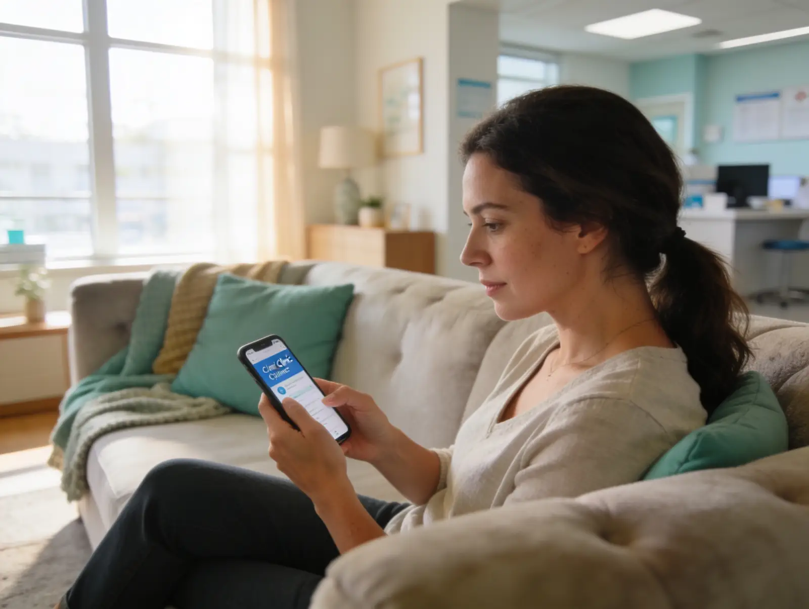 Patient booking an appointment on a phone