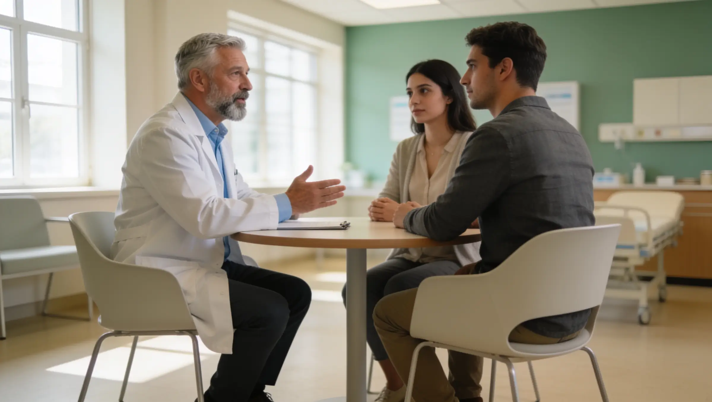 Doctor talking with a patient at a table
