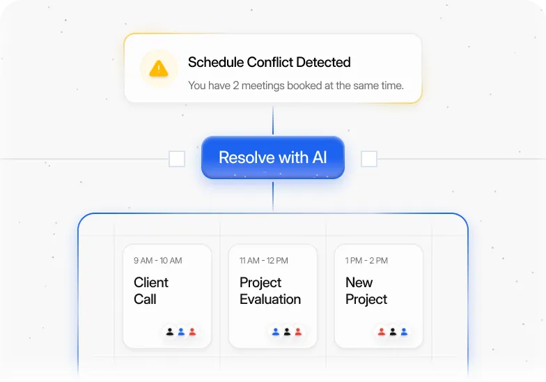Schedule conflict alert with a Resolve with AI button