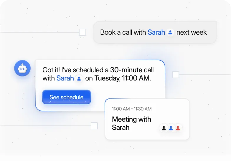 Chat request turned into a scheduled meeting with Sarah