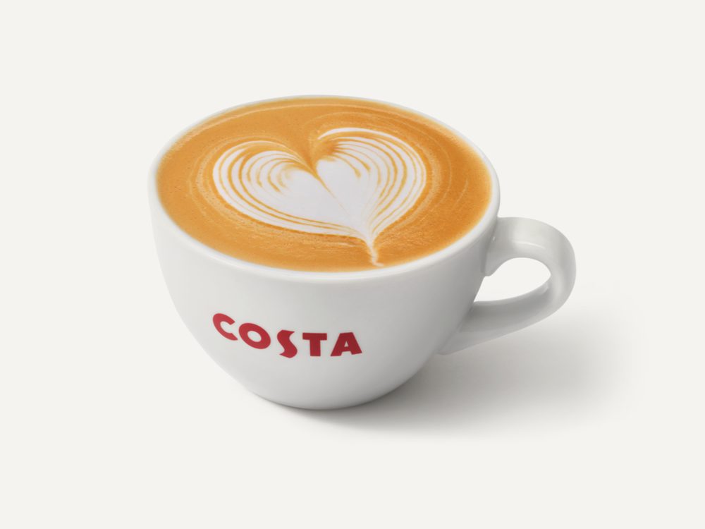 Costa flat white with latte art