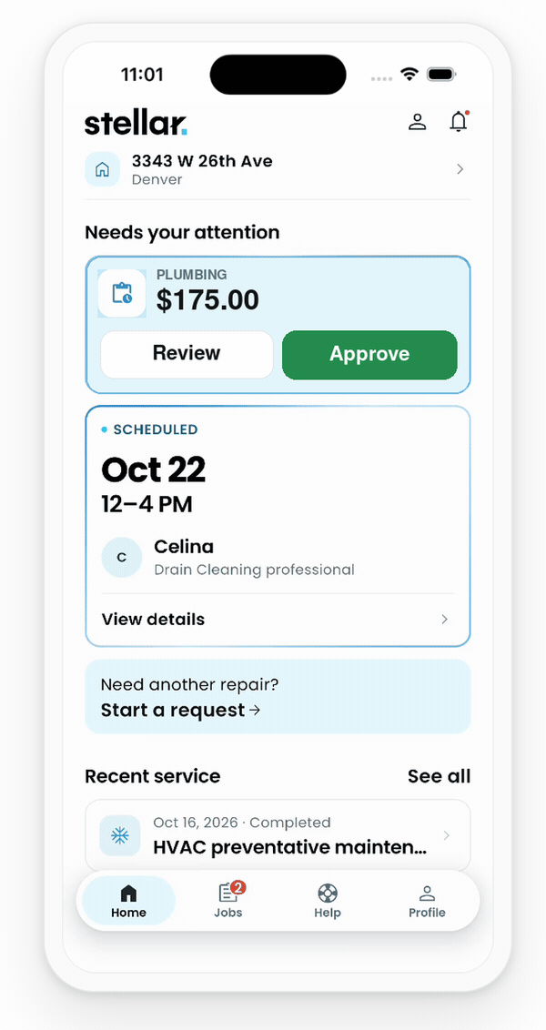 Review and approve an example $175 sink drain cleaning estimate