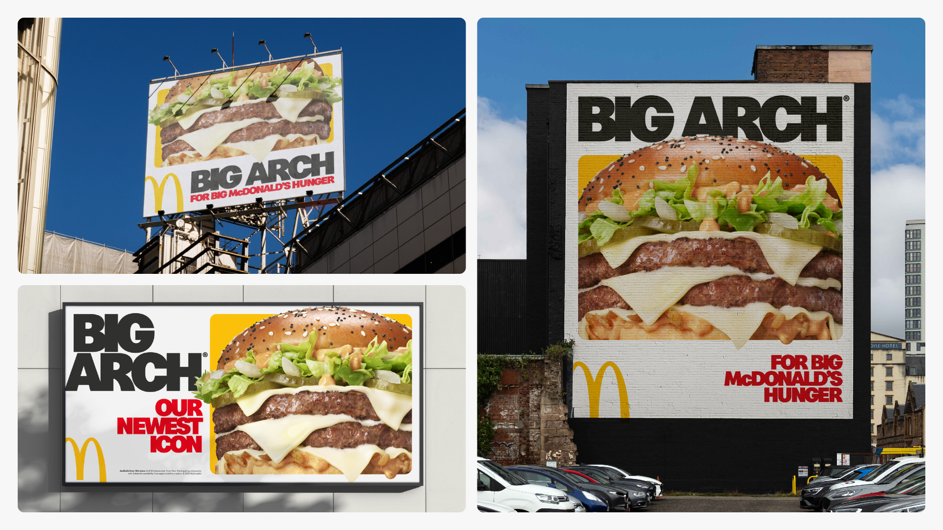 OOH billboard shots of McDonald's icon, the Big Arch