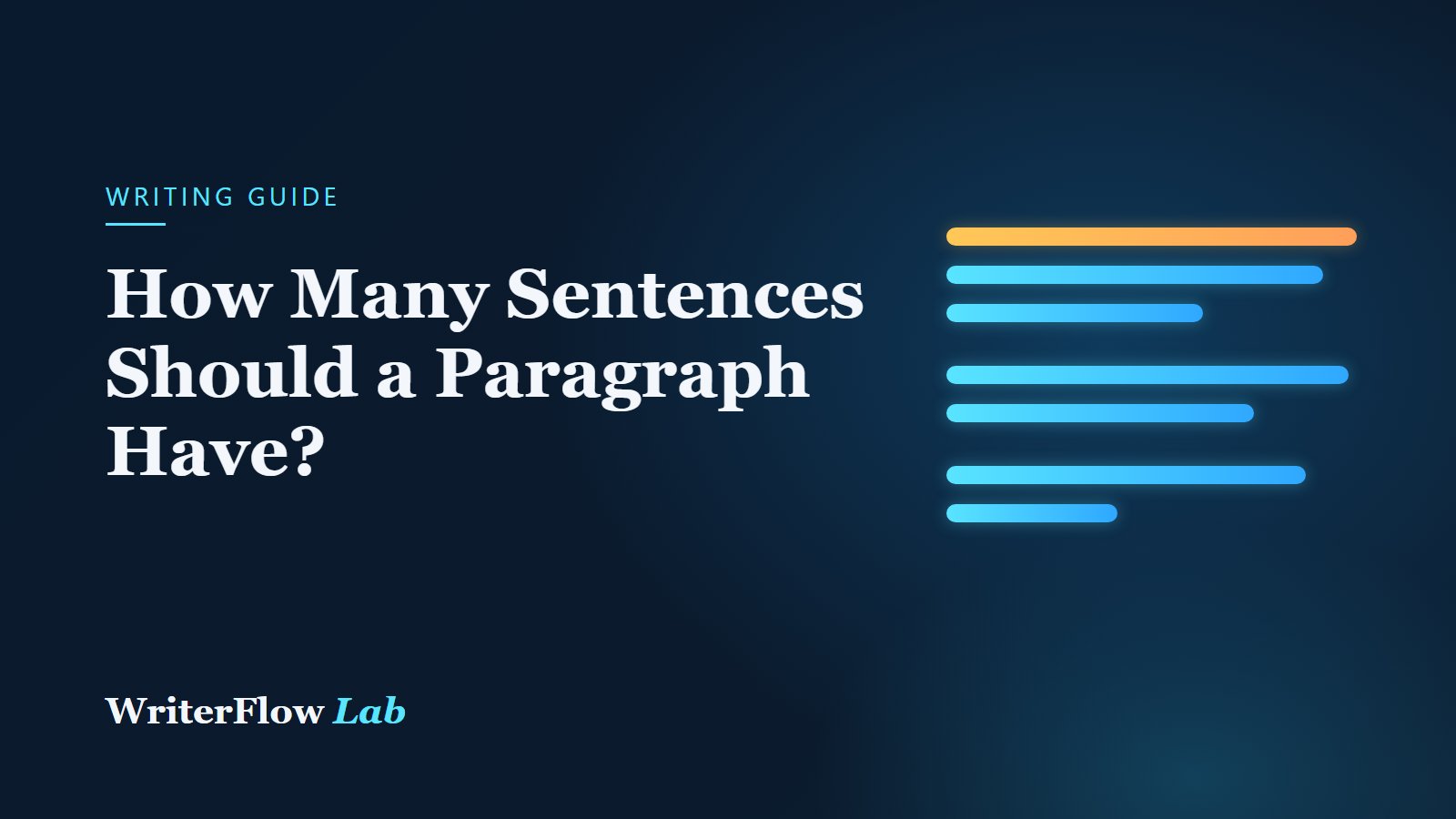 WriterFlowLab banner: How Many Sentences Should a Paragraph Have?, with bars of different lengths
