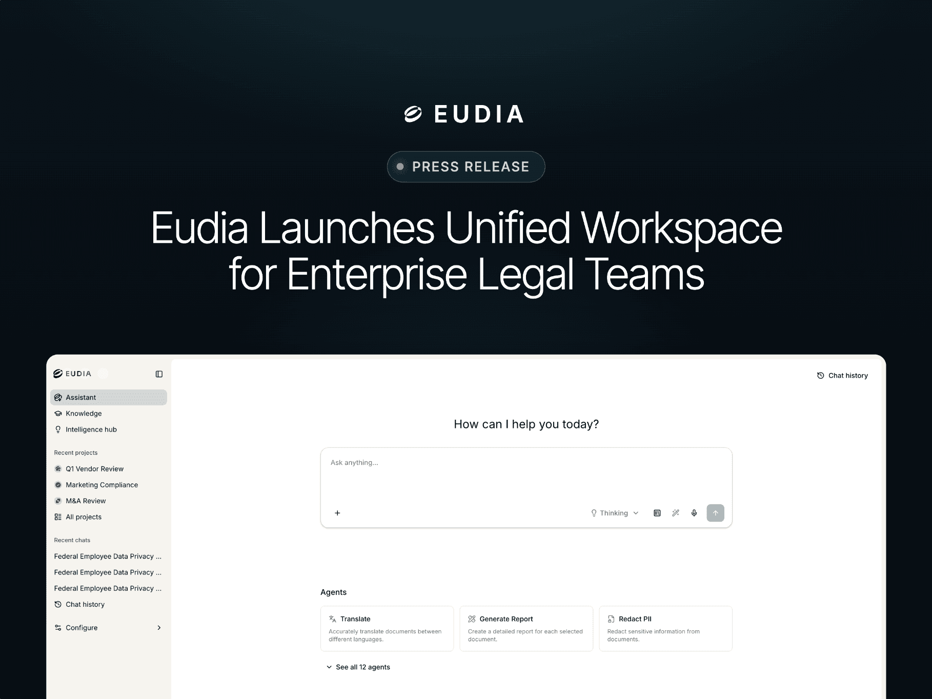 Eudia Launches Unified Workspace for Enterprise Legal Teams