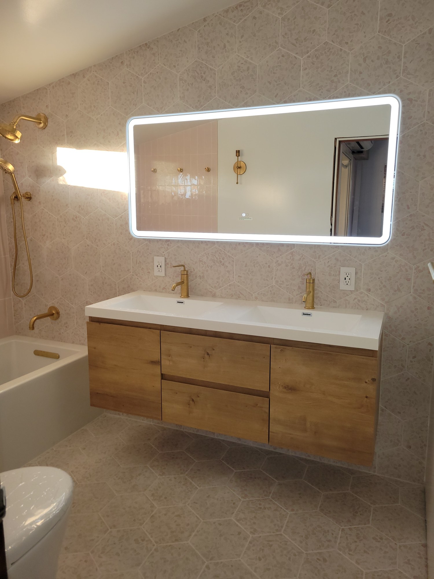 Alternate finished view of the customized Landers bathroom.