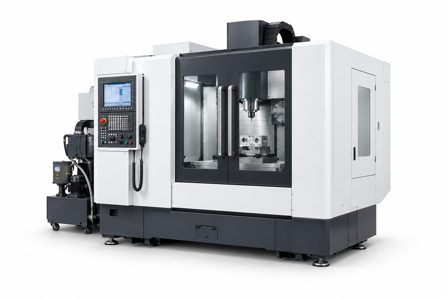 White and charcoal CNC machining center