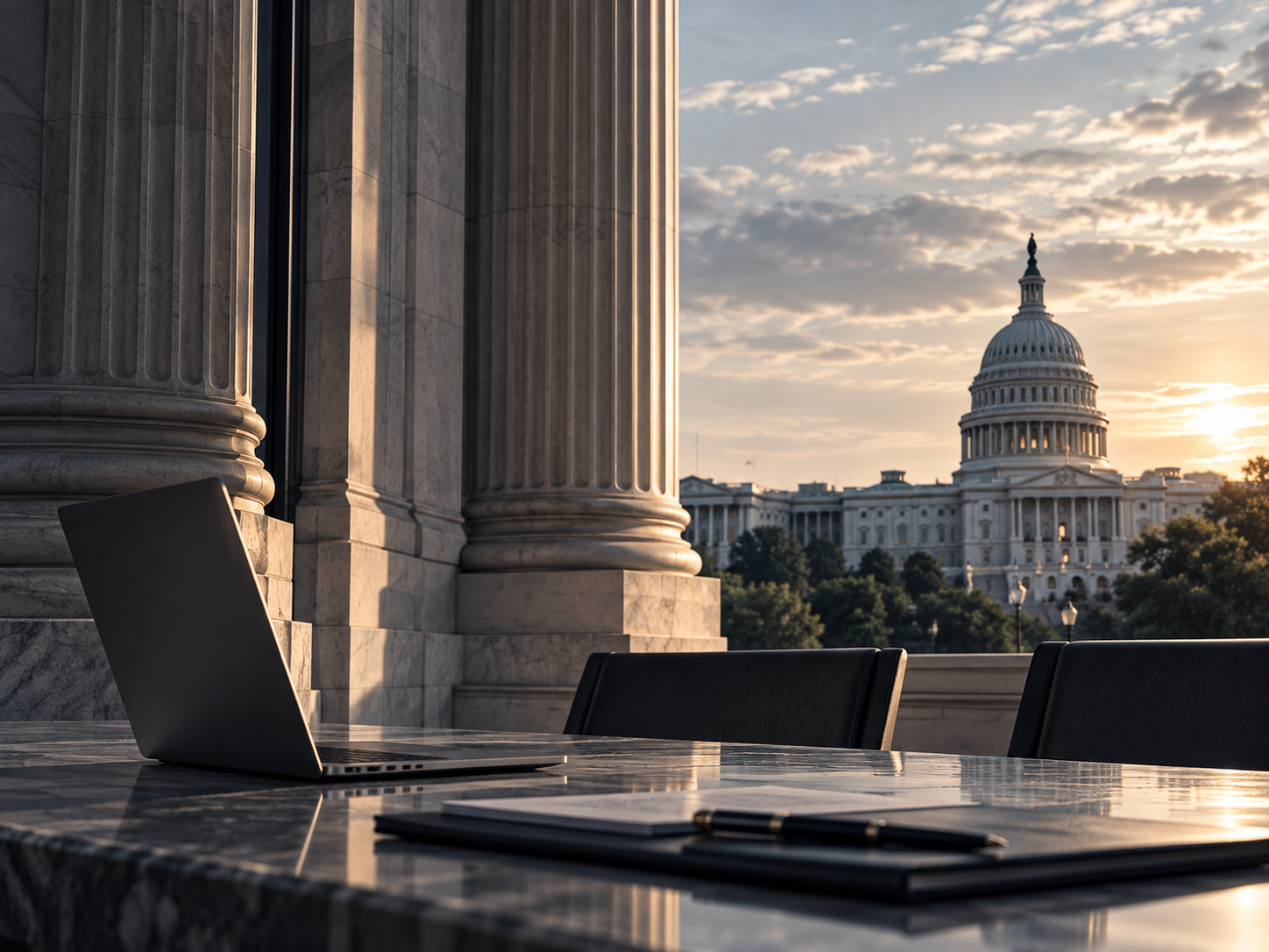 Strategy workspace overlooking the United States Capitol