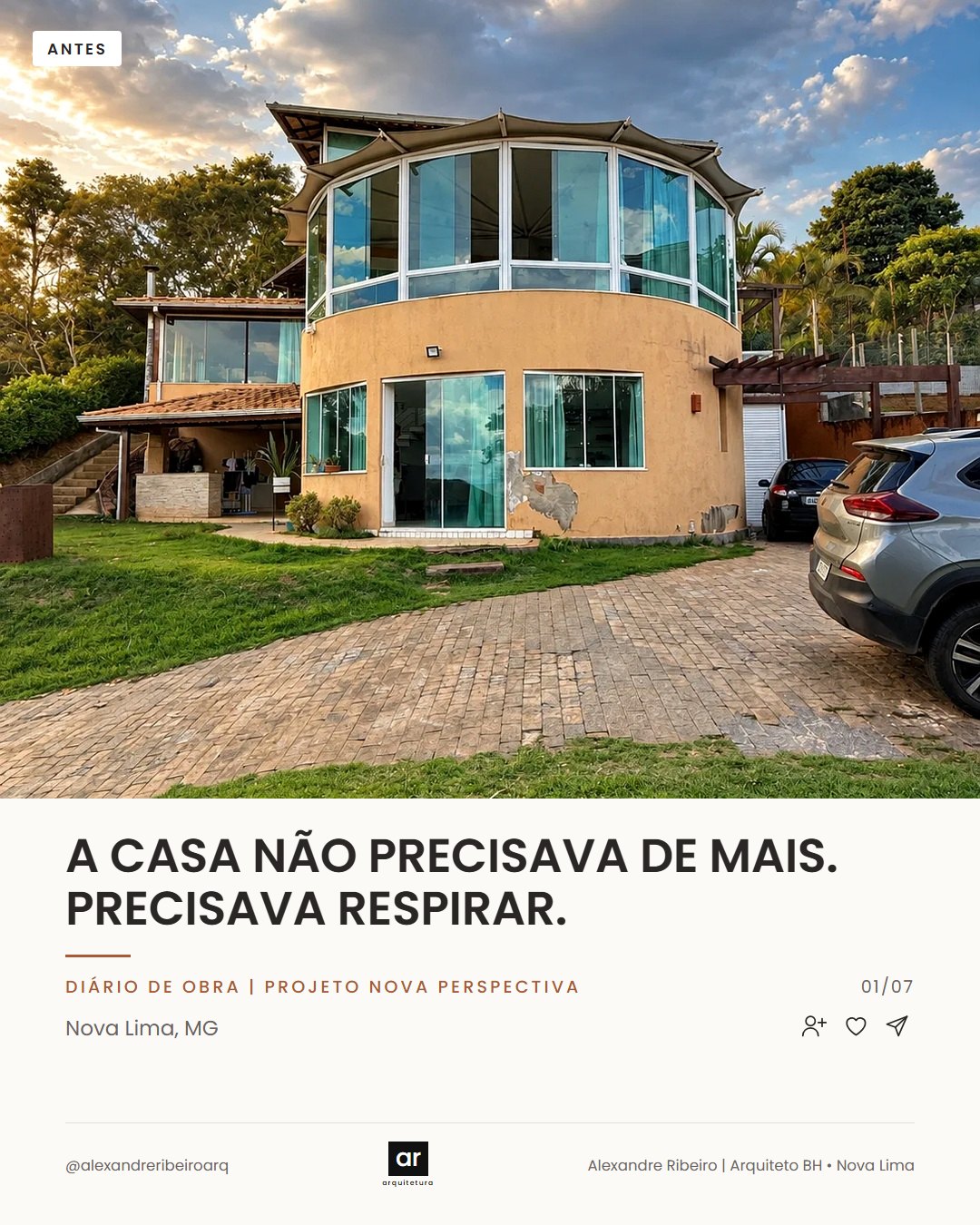 Projeto Perspectiva: fachada da casa antes da reforma, Nova Lima