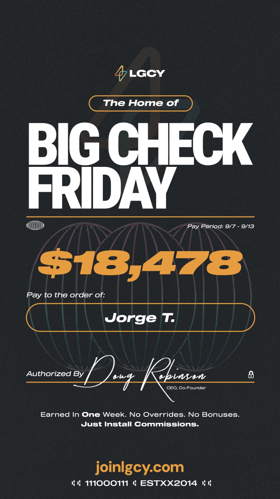 Big Check Friday: one-week solar commission check