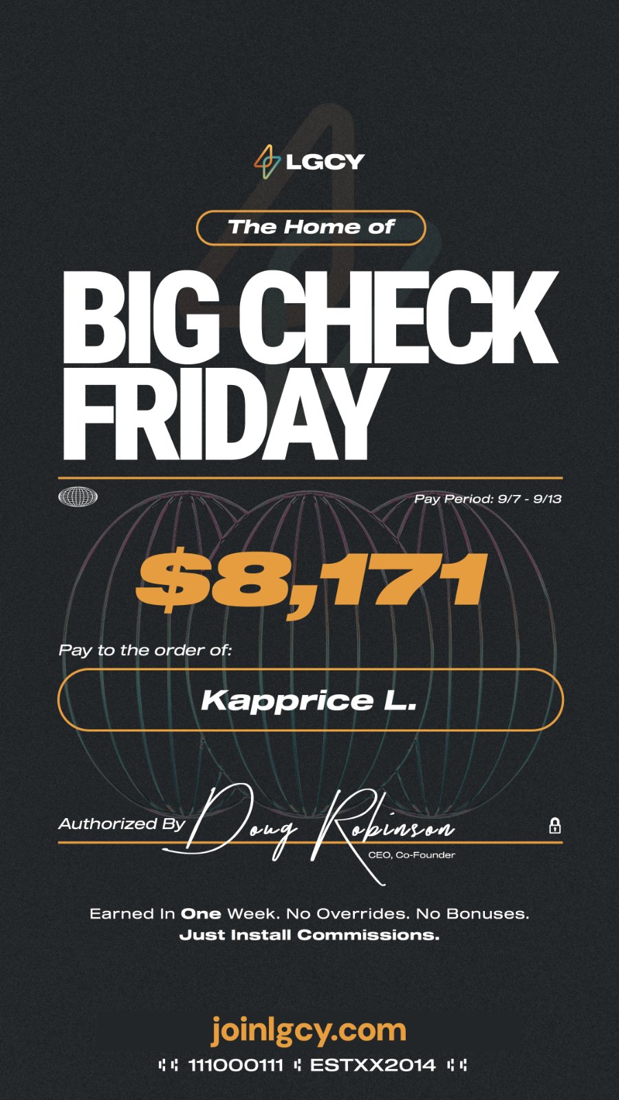 Big Check Friday: one-week solar commission check