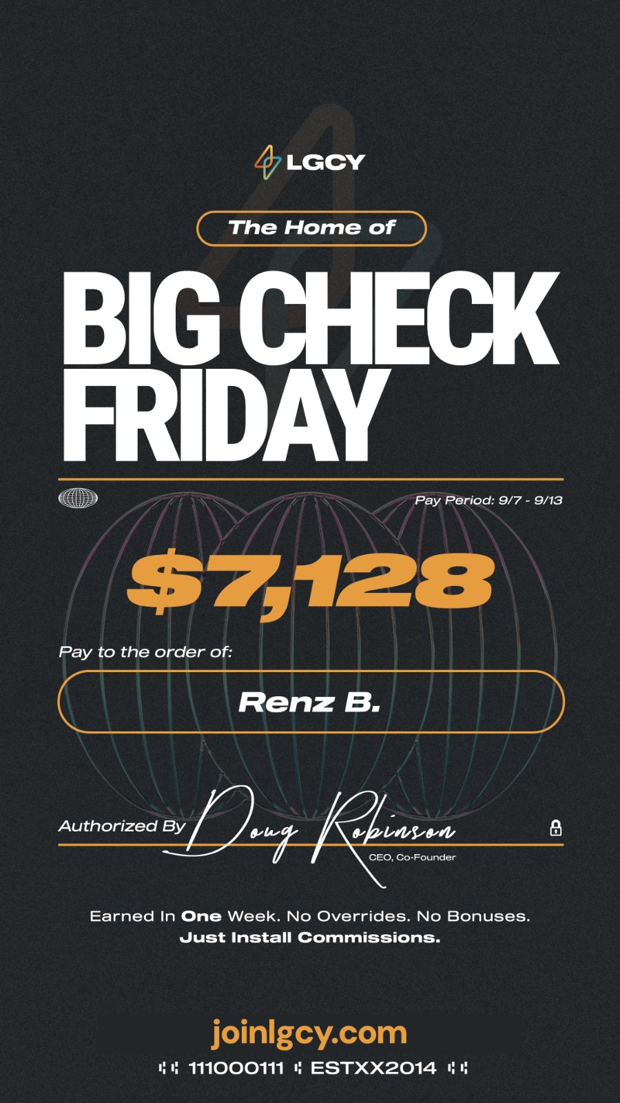 Big Check Friday: one-week solar commission check