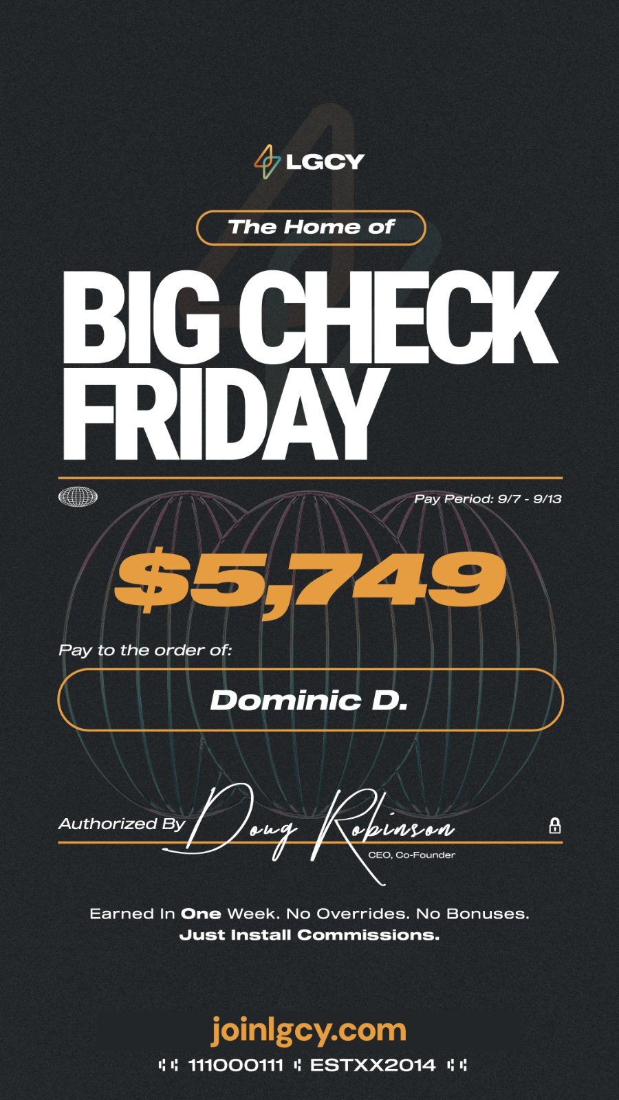 Big Check Friday: one-week solar commission check