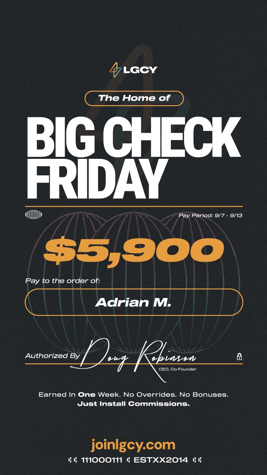 Big Check Friday: one-week solar commission check