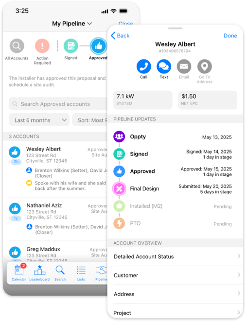 The Canvass pipeline view, listing deals by stage