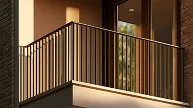 Balcony with a dark metal balustrade
