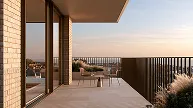 Terrace overlooking the coast at sunset