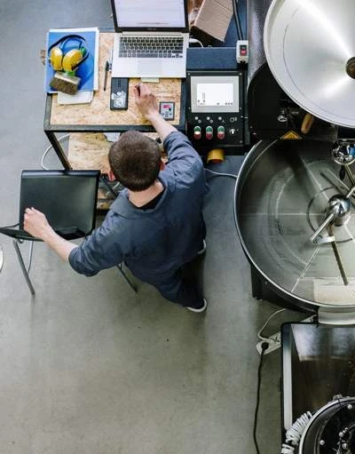 Coffee roasting workspace