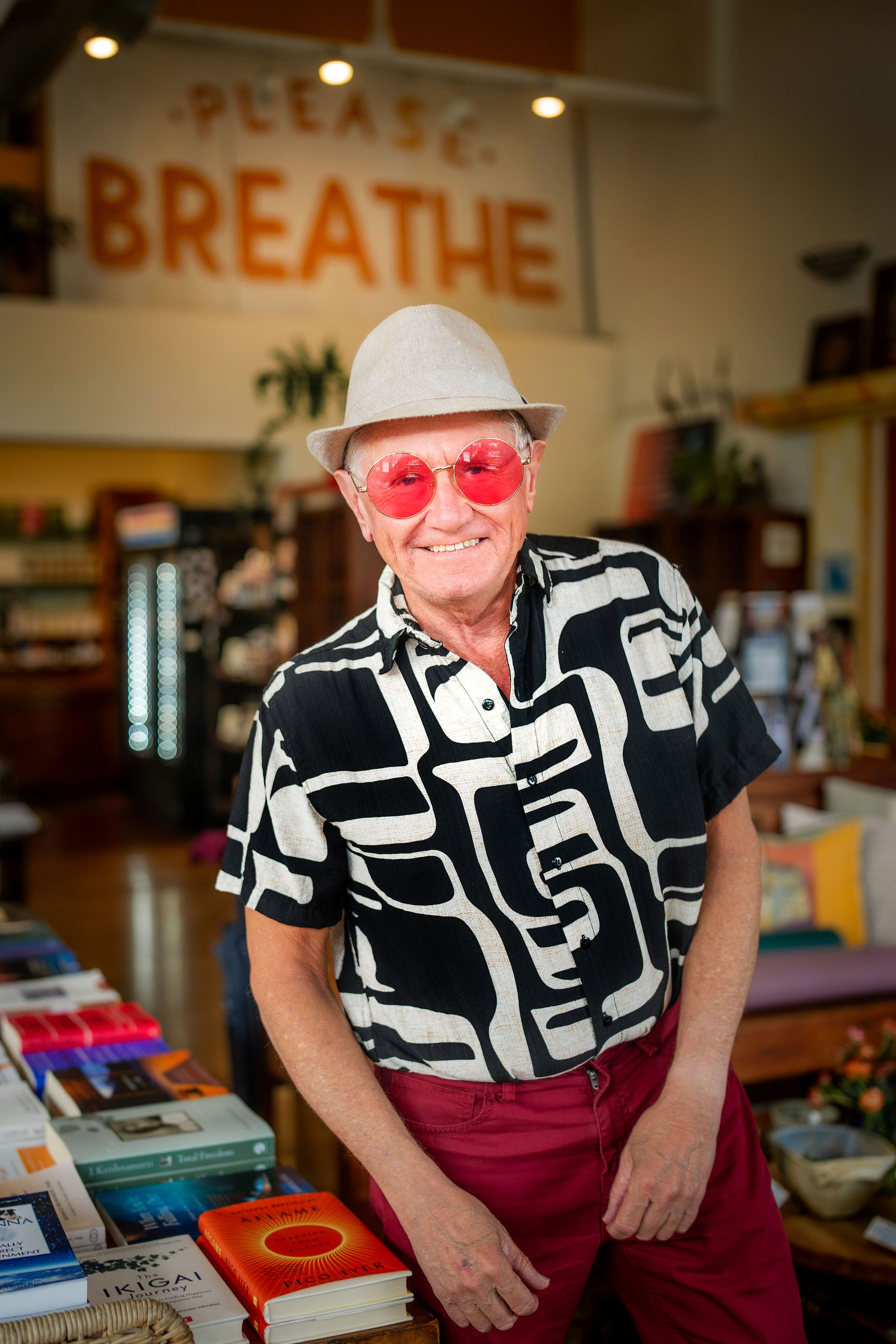 Bruce Kendall in a bookstore