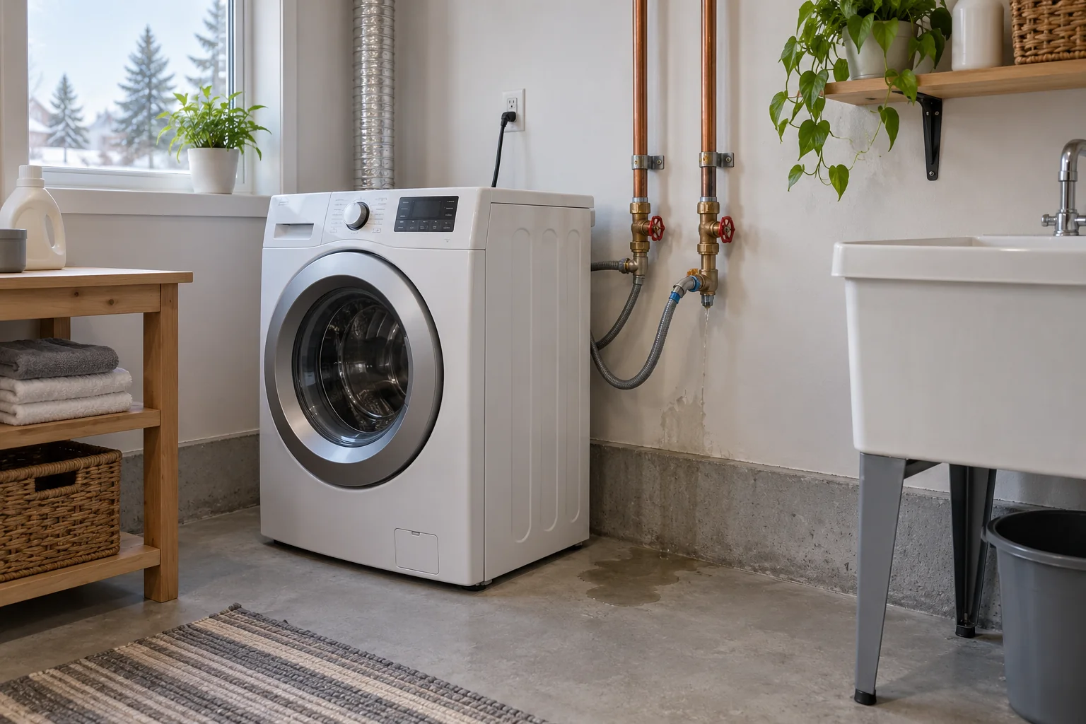 Laundry water supply connections and moisture for Calgary water leak services
