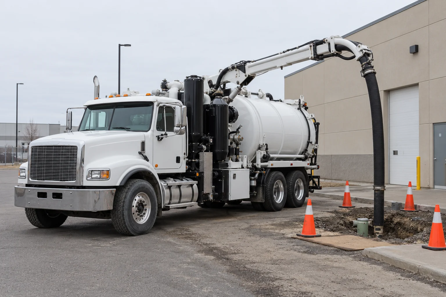 Hydro excavation truck and hose representing Calgary hydrovac services in the service directory