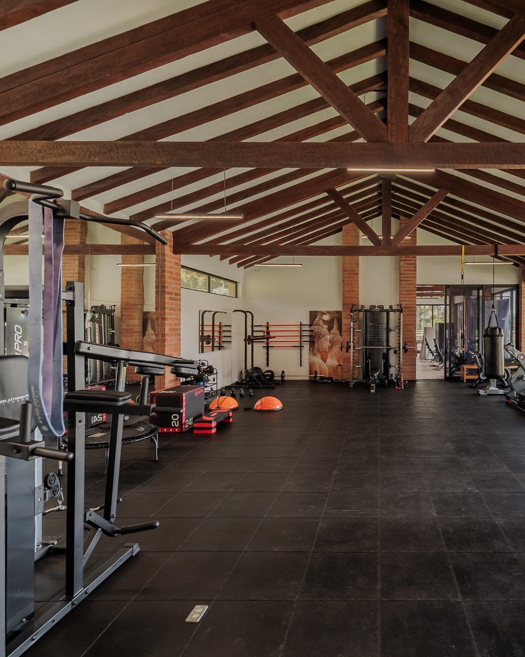 The timber-roofed gym at Mountains of Hope.