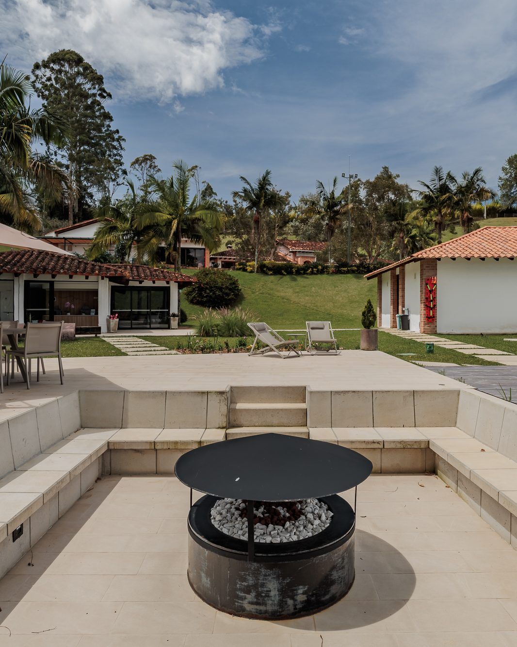 The sunken fire-pit lounge at Mountains of Hope.