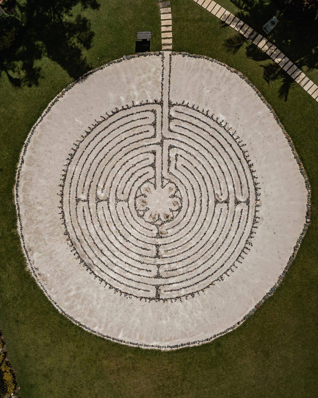 The stone labyrinth seen from above.
