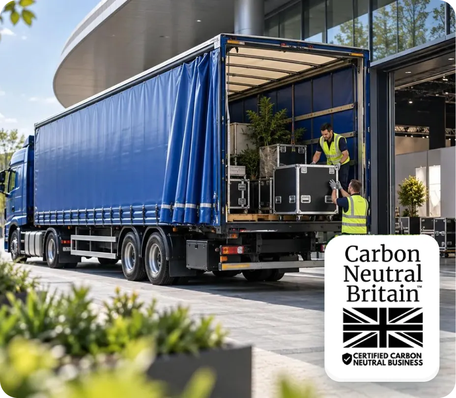 SB Global Logistics trailer with Carbon Neutral Britain certification badge