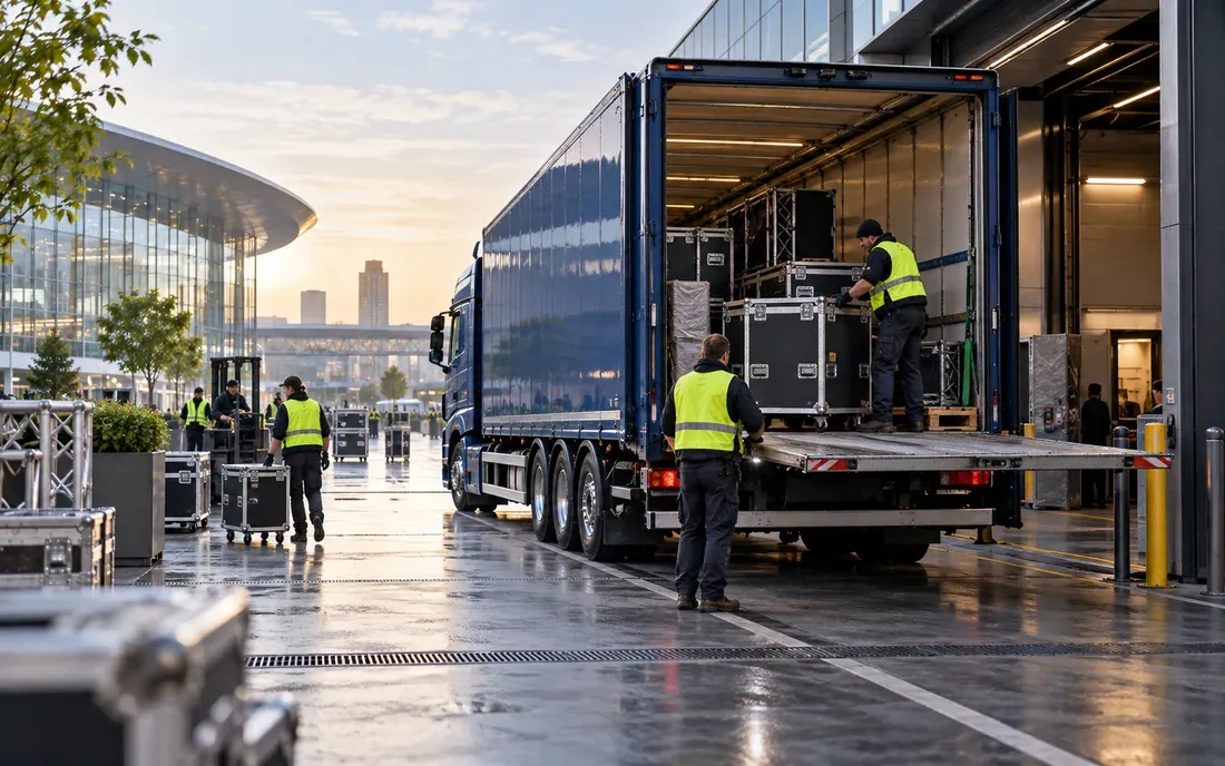 Event logistics team at SB Global Logistics unloading a vehicle