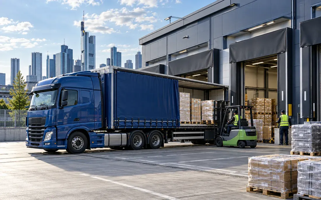 SB Global Logistics truck at the new Frankfurt warehouse
