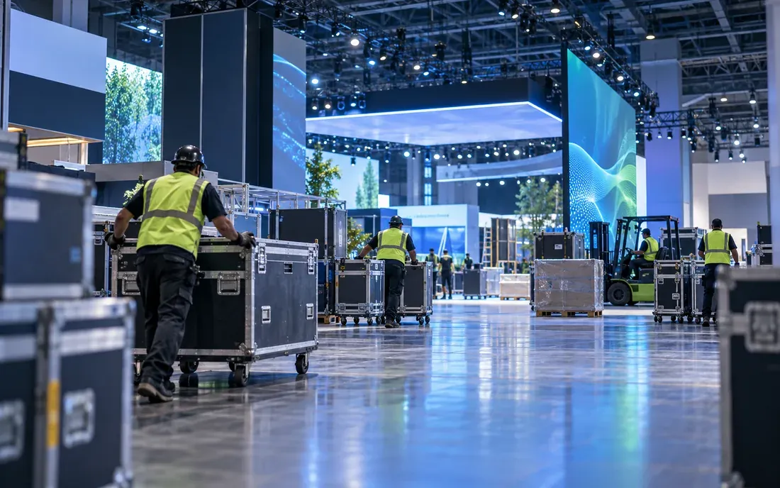 Crew handling cargo at the Global Tech Expo 2025