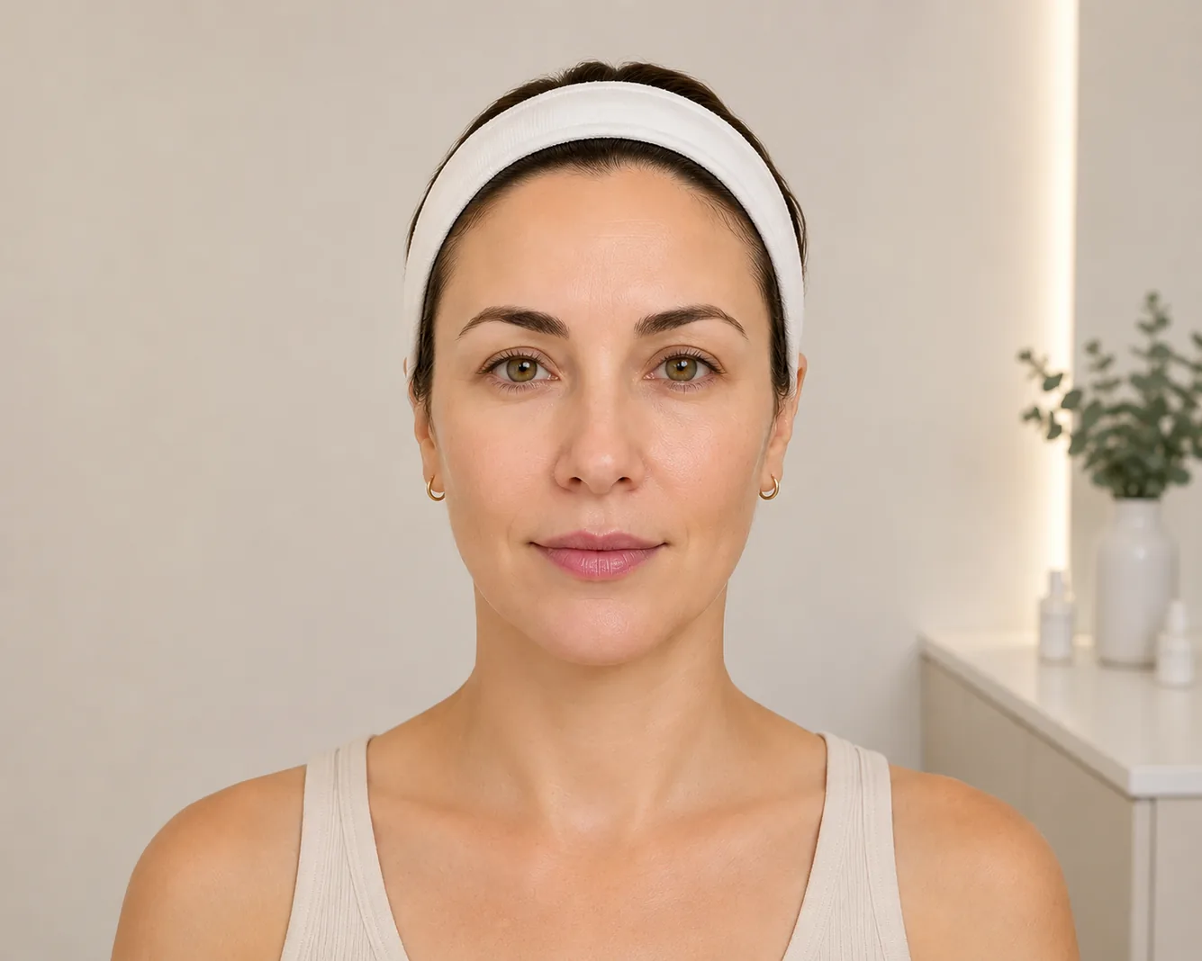 The same patient 14 days after neuromodulator treatment, front view
