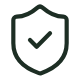 Shield icon with a checkmark inside symbolizing protection or security.