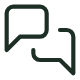 Two overlapping speech bubbles representing communication or consultation.